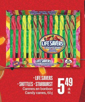 Jean Coutu Life savers, skittles, starburst candy canes offer