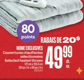 Jean Coutu Home exclusives selected heated throws offer