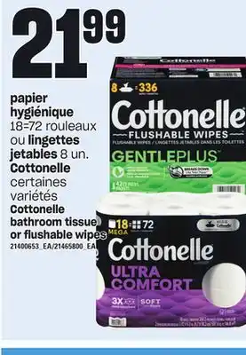 Provigo Papier hygiénique 18=72 rouleaux ou lingettes jetables 8 un. cottonelle offer