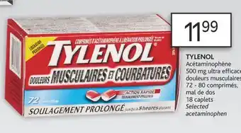Brunet Tylenol acétaminophène 500 mg ultra efficace, douleurs musculaires, 72 - 80 comprimés, mal de dos 18 caplets offer
