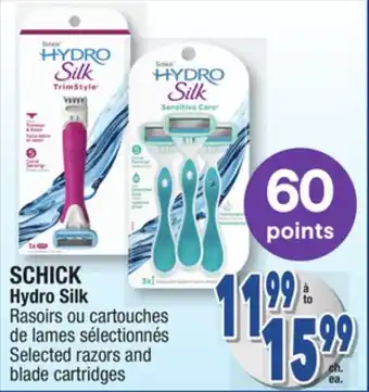 Jean Coutu Schick hydro silk selected razors and blade cartridges offer