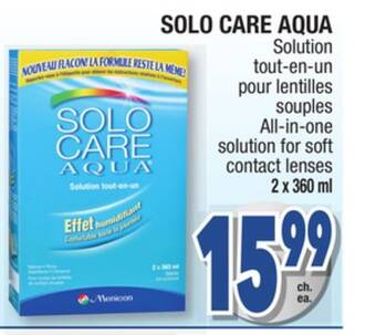 Jean Coutu Solo care aqua all-in-one solution for soft contact lenses offer
