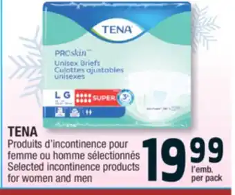 Jean Coutu Tena selected incontinence products for women and men offer