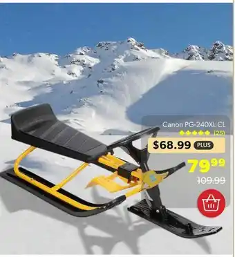 Shopper+ Snow racer sled, ski slider with steering wheel, twin brakes snow bike sled - phat offer