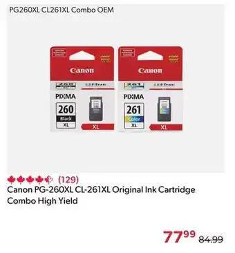 Shopper+ Canon pg-260xl cl-261xl original ink cartridge combo high yield offer