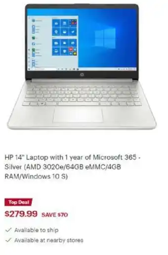 Best Buy Laptop with 1 year of Microsoft offer