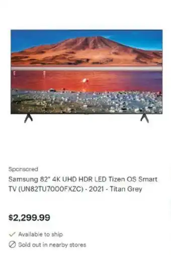 Best Buy Samsung 82K UHD HDR LED Tizen OS Smart TV offer