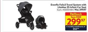 Walmart Evenflo folio3 travel system with litemax 35 infant car seat offer