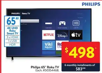 Walmart Philips 65 roku tv offer