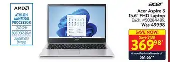 Walmart Acer aspire 3 15.6 fhd laptop offer