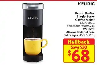 Walmart Keurig k-mini single-serve coffee maker offer