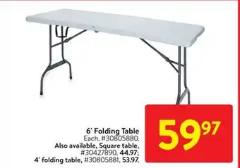 Walmart 6' folding table offer