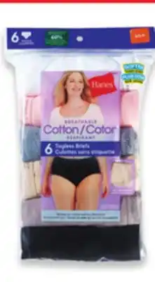 Walmart Ladies' hanes 6-pack or fruit of the loom 4- or 6-pack underwear offer