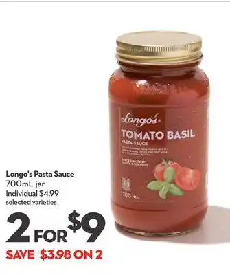 Longo's Longo's pasta sauce offer