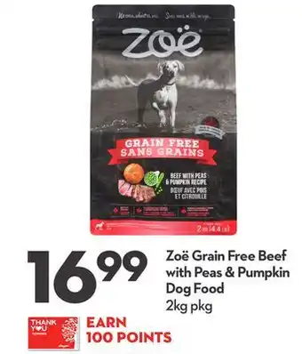 Longo's Zoë grain free beef with peas & pumpkin dog food offer
