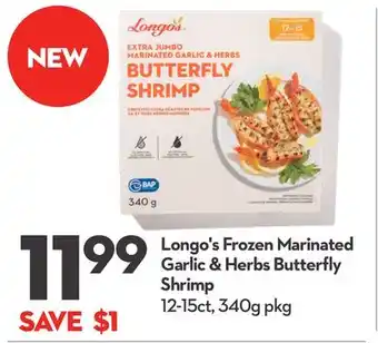 Longo's Longo's frozen marinated garlic & herbs butterfly shrimp offer