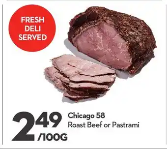 Longo's Chicago 58 roast beef or pastrami offer