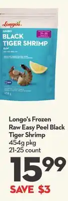 Longo's Longo's frozen raw easy peel black tiger shrimp offer