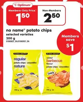 Loblaws No name potato chips, 200 g offer