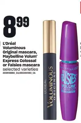 Loblaws L'oréal voluminous original mascara, maybelline volum' express colossal or falsies mascara offer