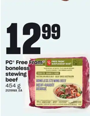 Loblaws Pc free from boneless stewing beef, 454 g offer