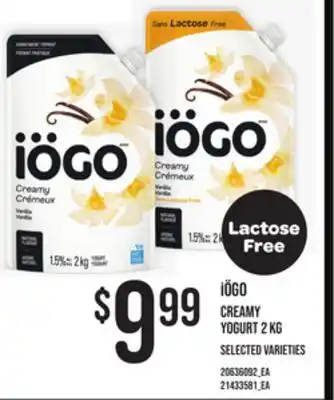 Loblaws Iögo creamy yogurt 2 kg offer