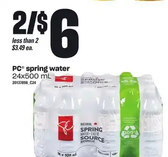 Loblaws Pc spring water, 24x500 ml offer