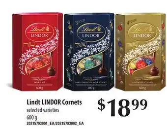 Loblaws Lindt lindor cornets, 600 g offer