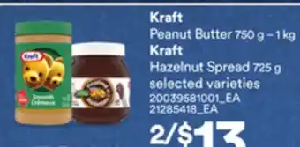 Loblaws Kraft peanut butter, 750 g – 1 kg kraft hazelnut spread, 725 g offer