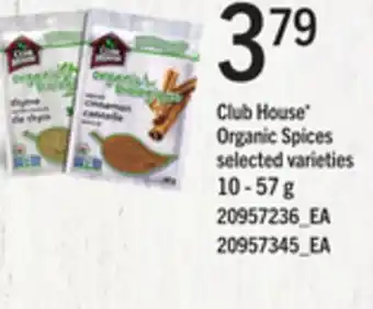 Loblaws Club house organic spices, 10 - 57 g offer