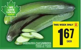 Food Basics Seedless cucumbers offer