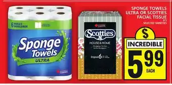 Food Basics Sponge towels ultra or scotties facial tissue offer
