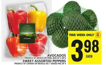 Food Basics Avocados or sweet assorted peppers offer