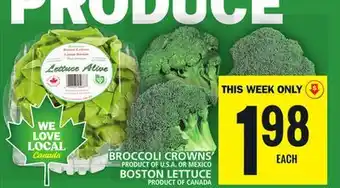 Food Basics Broccoli crowns or boston lettuce offer