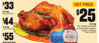 Independent Grocer Pc butter-infused or butterball regular frozen turkeys, 3-5 kg offer