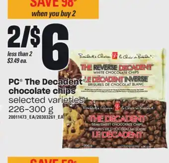 Independent Grocer Pc the decadent chocolate chips, 226-300 g offer