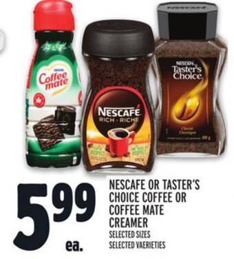 Metro Nescafe or taster's choice coffee or coffee mate creamer offer