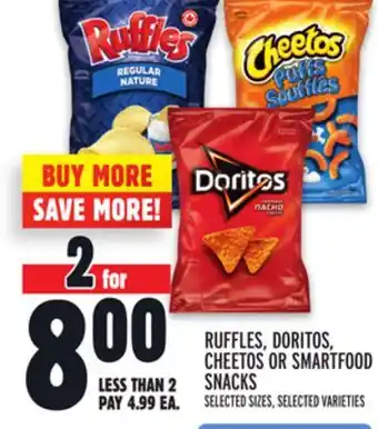 Metro Ruffles, doritos, cheetos or smartfood snacks offer