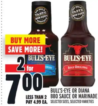 Metro Bull's-eye or diana bbq sauce or marinade offer