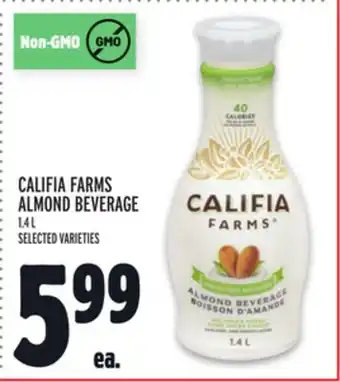 Metro Califia farms almond beverage offer