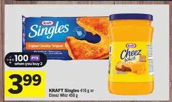 Foodland Kraft singles 410 g or cheez whiz 450 g offer