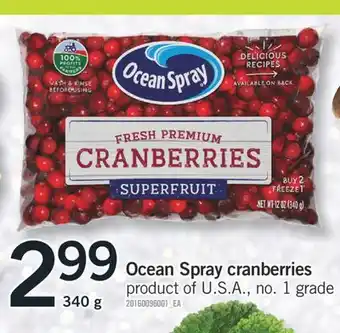 Fortinos Ocean spray cranberries, 340 g offer