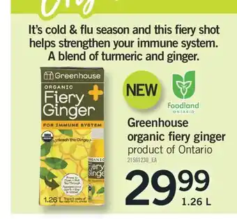 Fortinos Greenhouse organic fiery ginger, 1.26 l offer