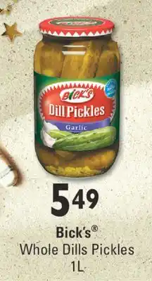 Fortinos Bick's whole dills pickles, 1l offer