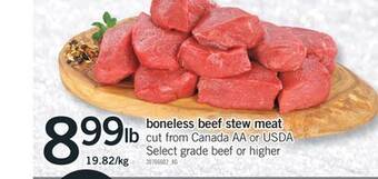Fortinos Boneless beef stew meat offer