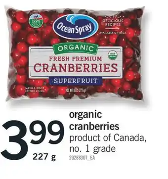 Fortinos Organic cranberries, 227 g offer