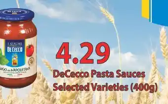 Fortinos Dececco pasta sauces offer