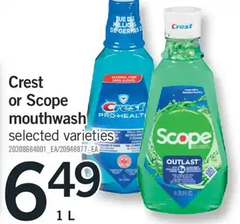 Fortinos Crest or scope mouthwash offer