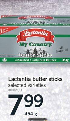 Fortinos Lactantia butter sticks butter 454 g offer