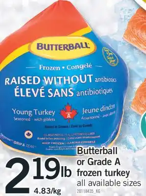 Fortinos Butterball or grade a frozen turkey offer